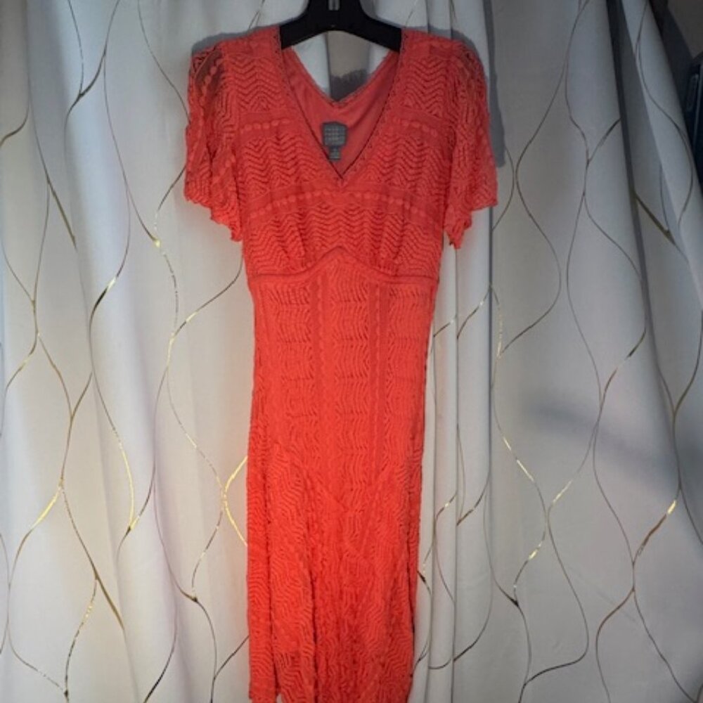 Rabbit Rabbit Rabbit Designs Coral Lace Overlay Dress – Size 10